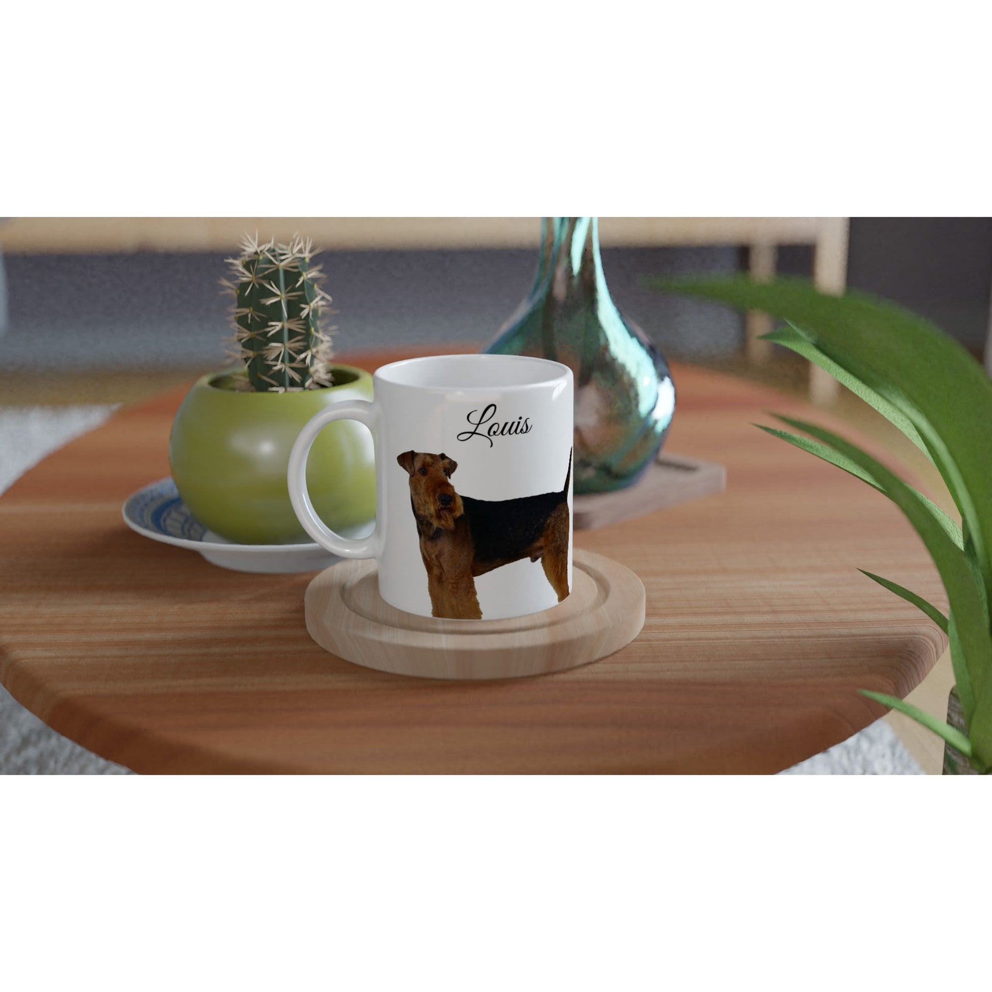 Personalised 11 0z Ceramic Mug | Add Your Own Photo To One Side, Fixed Airedale Owners Club On Other Side - Hobbster