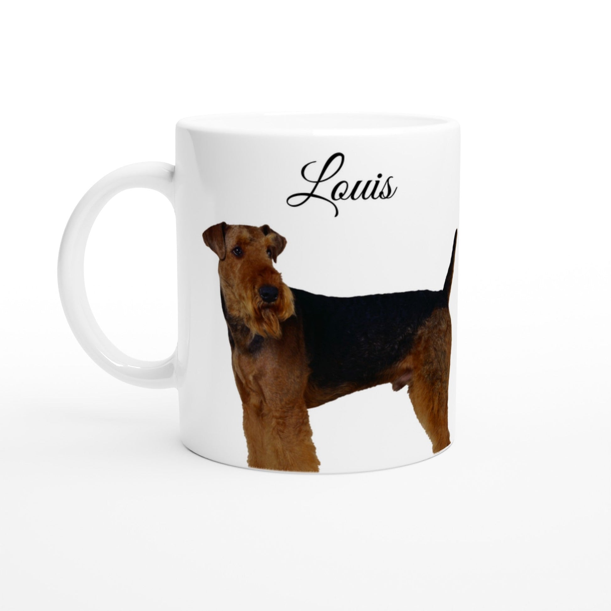 Personalised 11 0z Ceramic Mug | Add Your Own Photo To One Side, Fixed Airedale Owners Club On Other Side - Hobbster