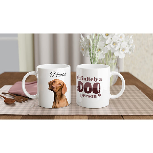 Personalised 11 0z Ceramic Mug | Add Your Own Photo To One Side, Fixed 'Dog Person' On Other Side - Hobbster