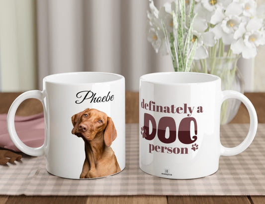 Personalised 11 0z Ceramic Mug | Add Your Own Photo To One Side, Fixed 'Dog Person' On Other Side - Hobbster