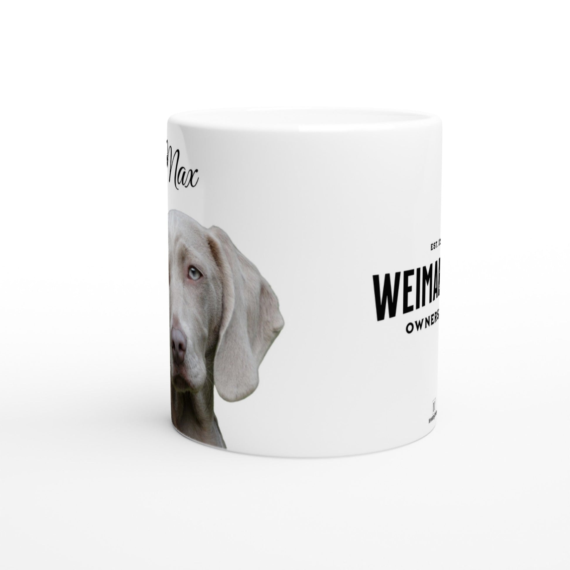 Personalised 11 0z Ceramic Mug | Add Your Own Photo To One Side, Fixed Weimaraner Owners Club On Other Side - Hobbster
