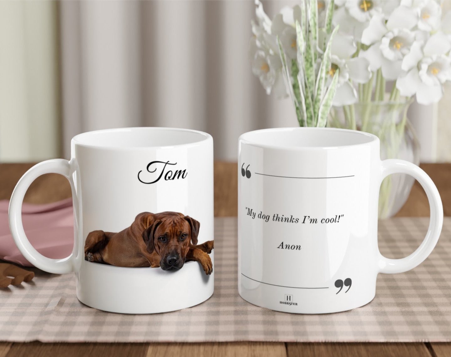 Personalised 11 0z Ceramic Mug with Your Dog Picture and Cool Quote - Hobbster