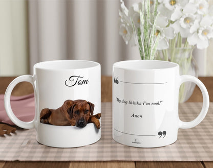 Personalised 11 0z Ceramic Mug with Your Dog Picture and Cool Quote - Hobbster