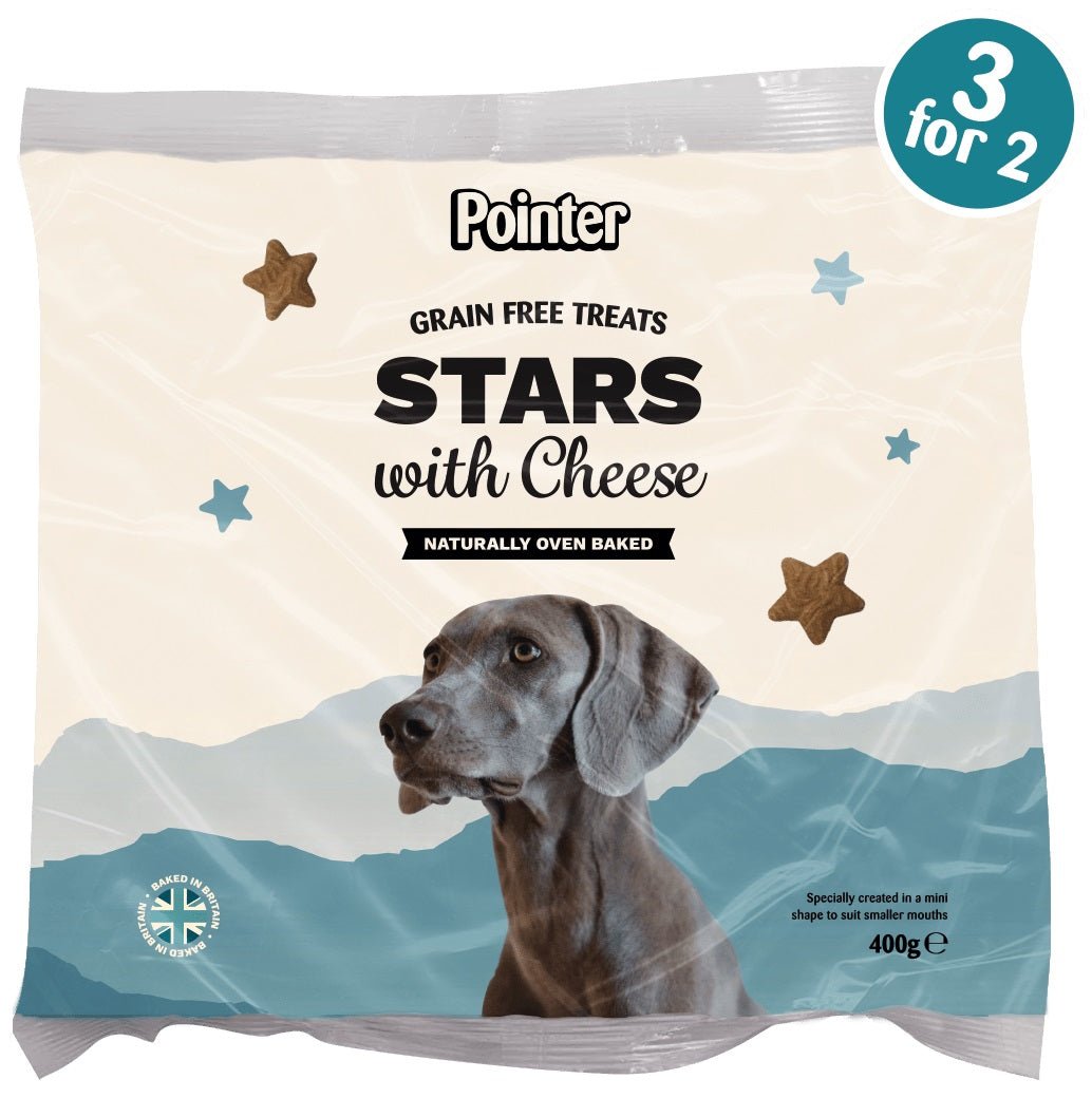 Pointer Stars with Cheese Grain Free Dog Treats [6x400g] - Hobbster