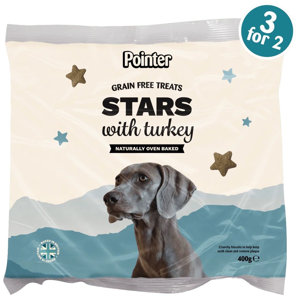 Pointer Stars with Turkey Grain Free Dog Treats [6 packs of 400g] - Hobbster