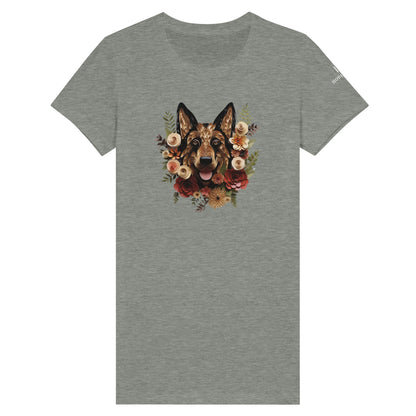 Premium Women's Crewneck T-shirt with a German Shepherd Paper Quilling Design - Hobbster