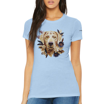 Premium Women's Crewneck T-shirt with a Labrador Paper Quilling Design - Hobbster