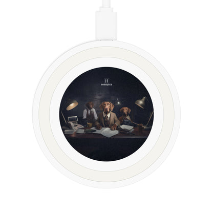 Quake Wireless 5W Charging Pad featuring a vintage Hungarian Vizsla dog design [2.7"w x 0.33"h] - Hobbster