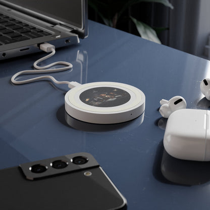 Quake Wireless 5W Charging Pad featuring a vintage Hungarian Vizsla dog design [2.7"w x 0.33"h] - Hobbster