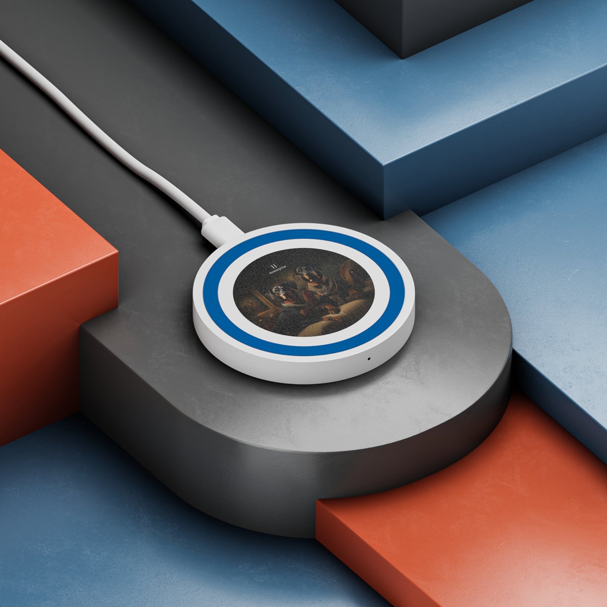 Quake Wireless 5W Charging Pad featuring Art Deco Doberman design [2.7"w x 0.33"h] - Hobbster