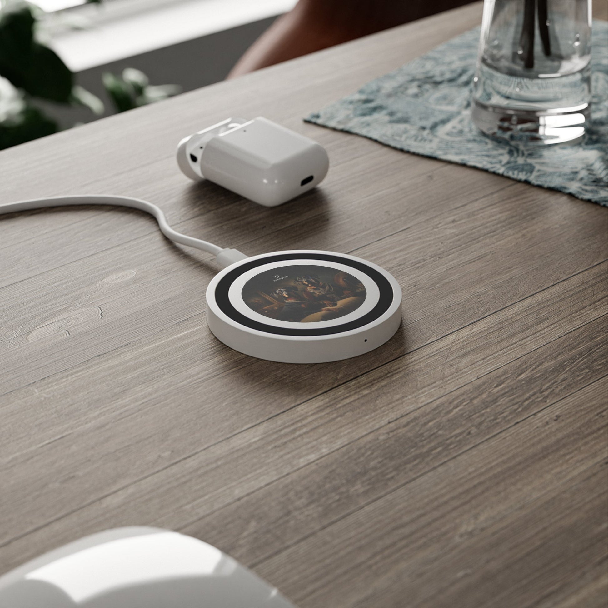 Quake Wireless 5W Charging Pad featuring Art Deco Doberman design [2.7"w x 0.33"h] - Hobbster