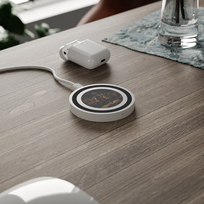 Quake Wireless 5W Charging Pad featuring Art Deco Doberman design [2.7"w x 0.33"h] - Hobbster