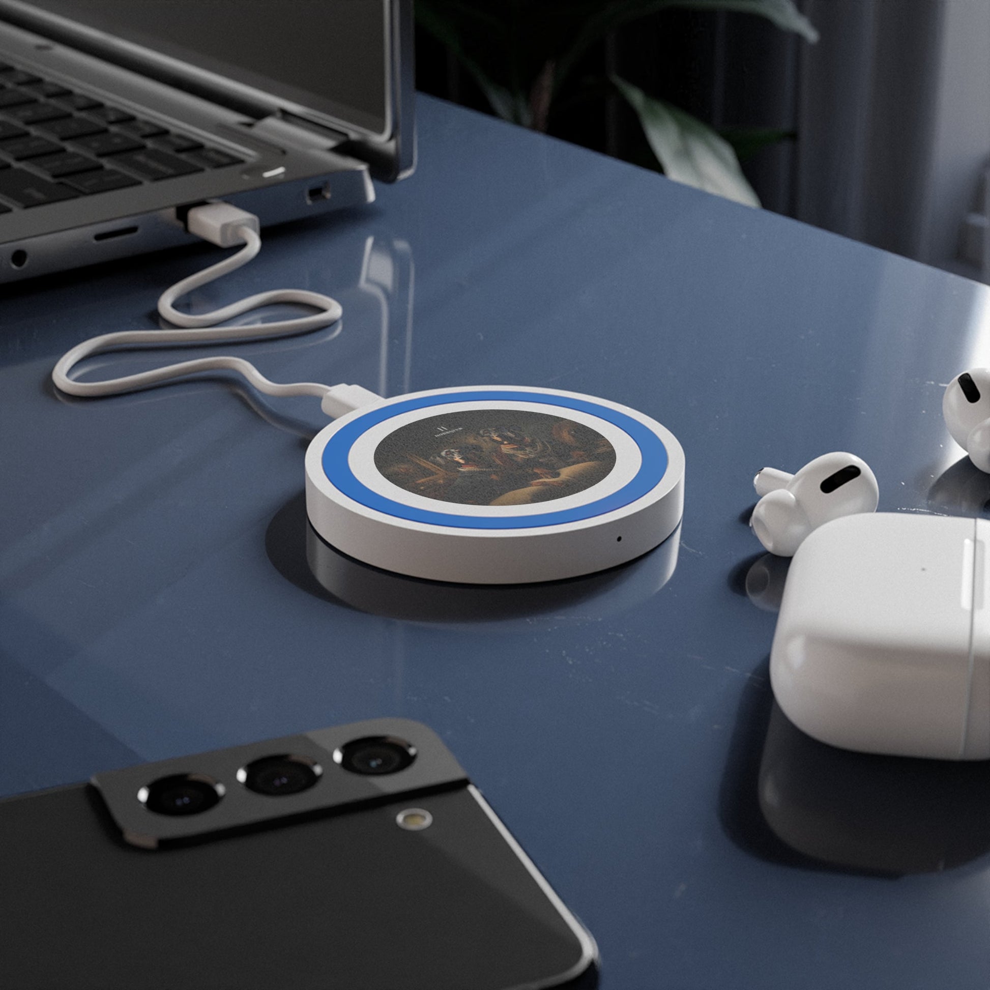 Quake Wireless 5W Charging Pad featuring Art Deco Doberman design [2.7"w x 0.33"h] - Hobbster