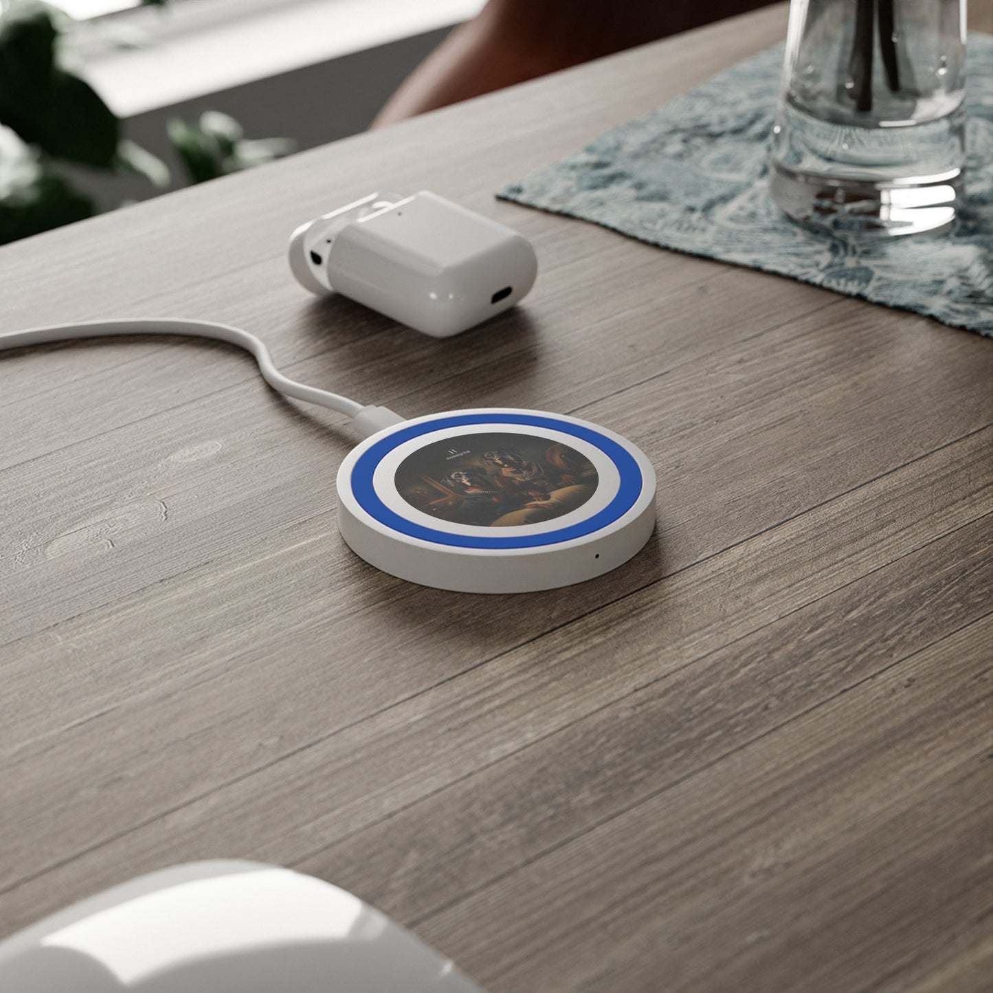 Quake Wireless 5W Charging Pad featuring Art Deco Doberman design [2.7"w x 0.33"h] - Hobbster