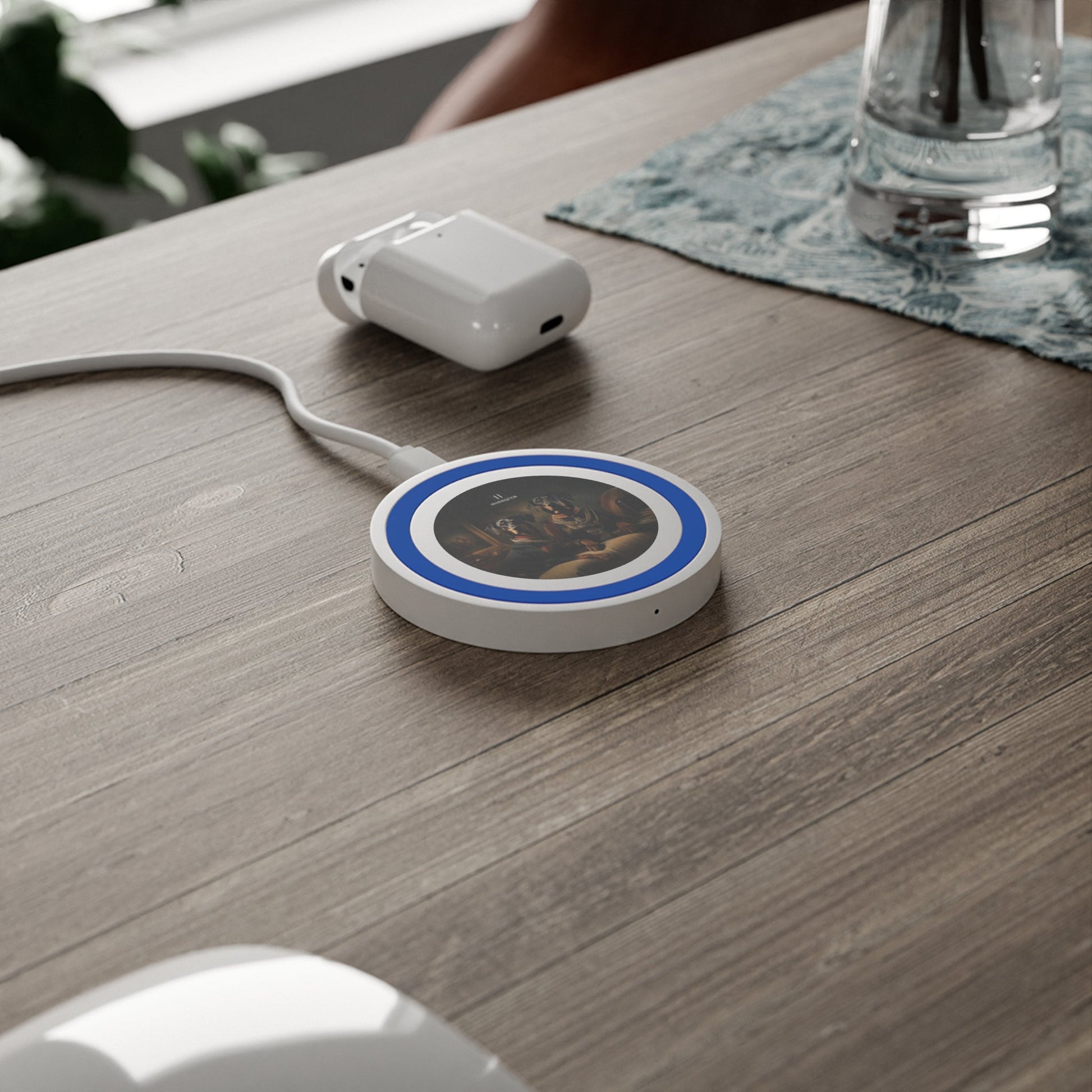 Quake Wireless 5W Charging Pad featuring Art Deco Doberman design [2.7"w x 0.33"h] - Hobbster