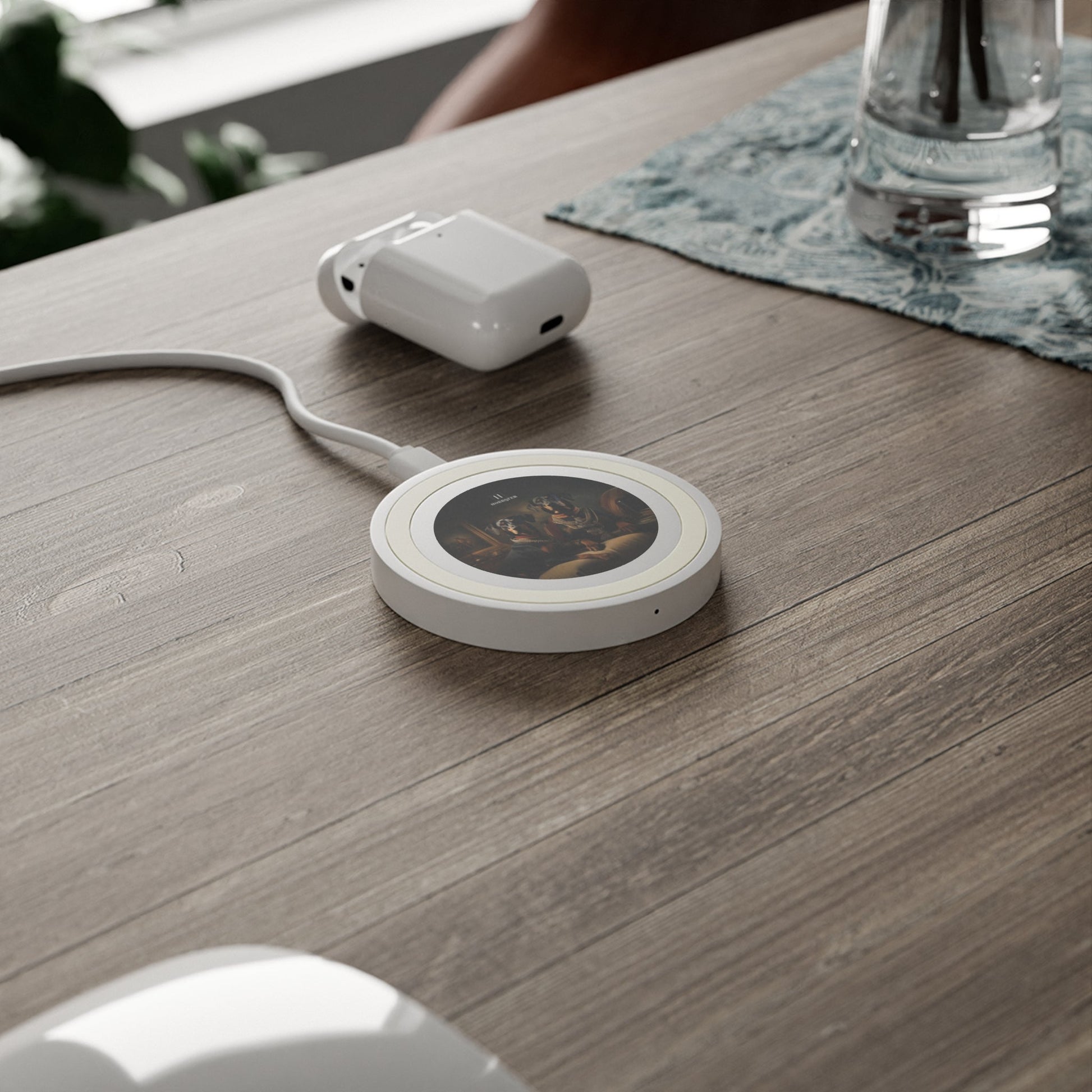 Quake Wireless 5W Charging Pad featuring Art Deco Doberman design [2.7"w x 0.33"h] - Hobbster