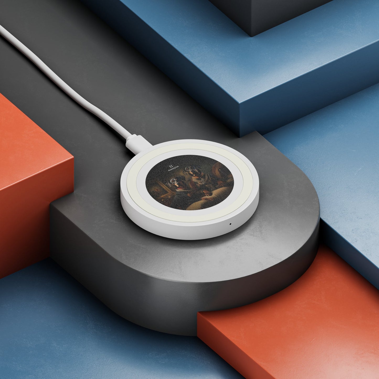 Quake Wireless 5W Charging Pad featuring Art Deco Doberman design [2.7"w x 0.33"h] - Hobbster