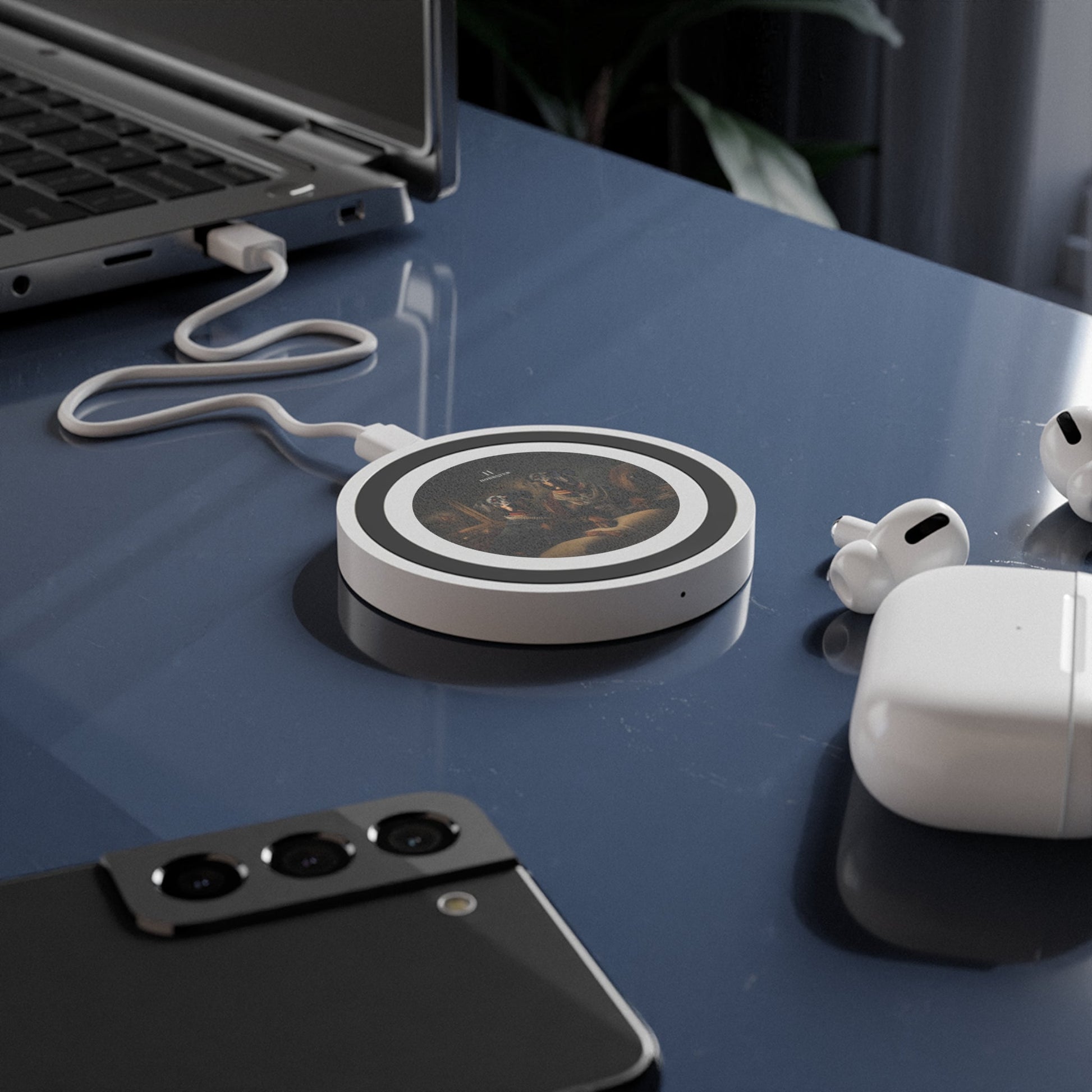 Quake Wireless 5W Charging Pad featuring Art Deco Doberman design [2.7"w x 0.33"h] - Hobbster