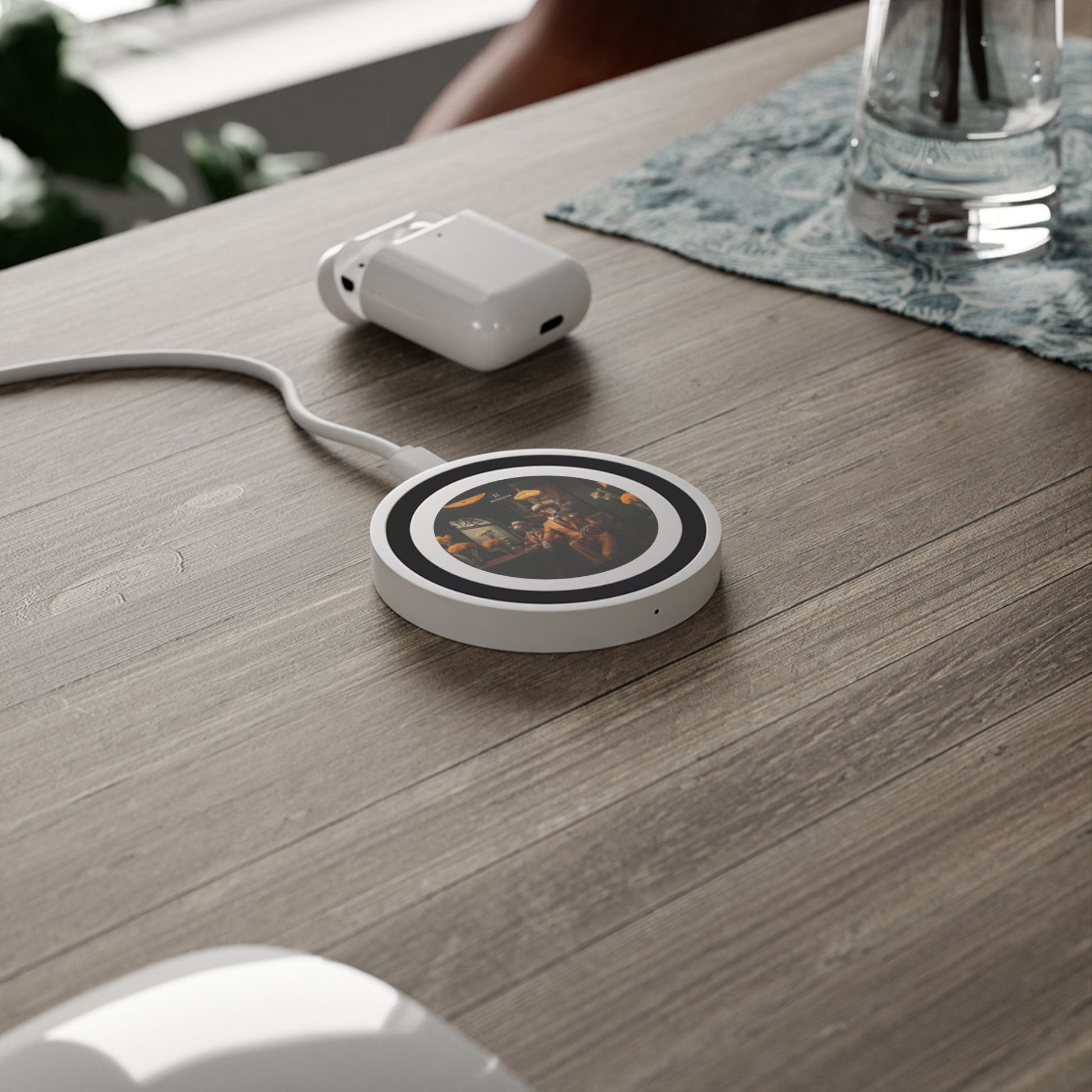Quake Wireless 5W Charging Pad featuring Art Deco Greyhound Design [2.7"w x 0.33"h] - Hobbster