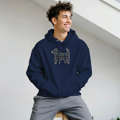 Retro Folk-Art Blue Dog Classic Men's Hoodie - Hobbster