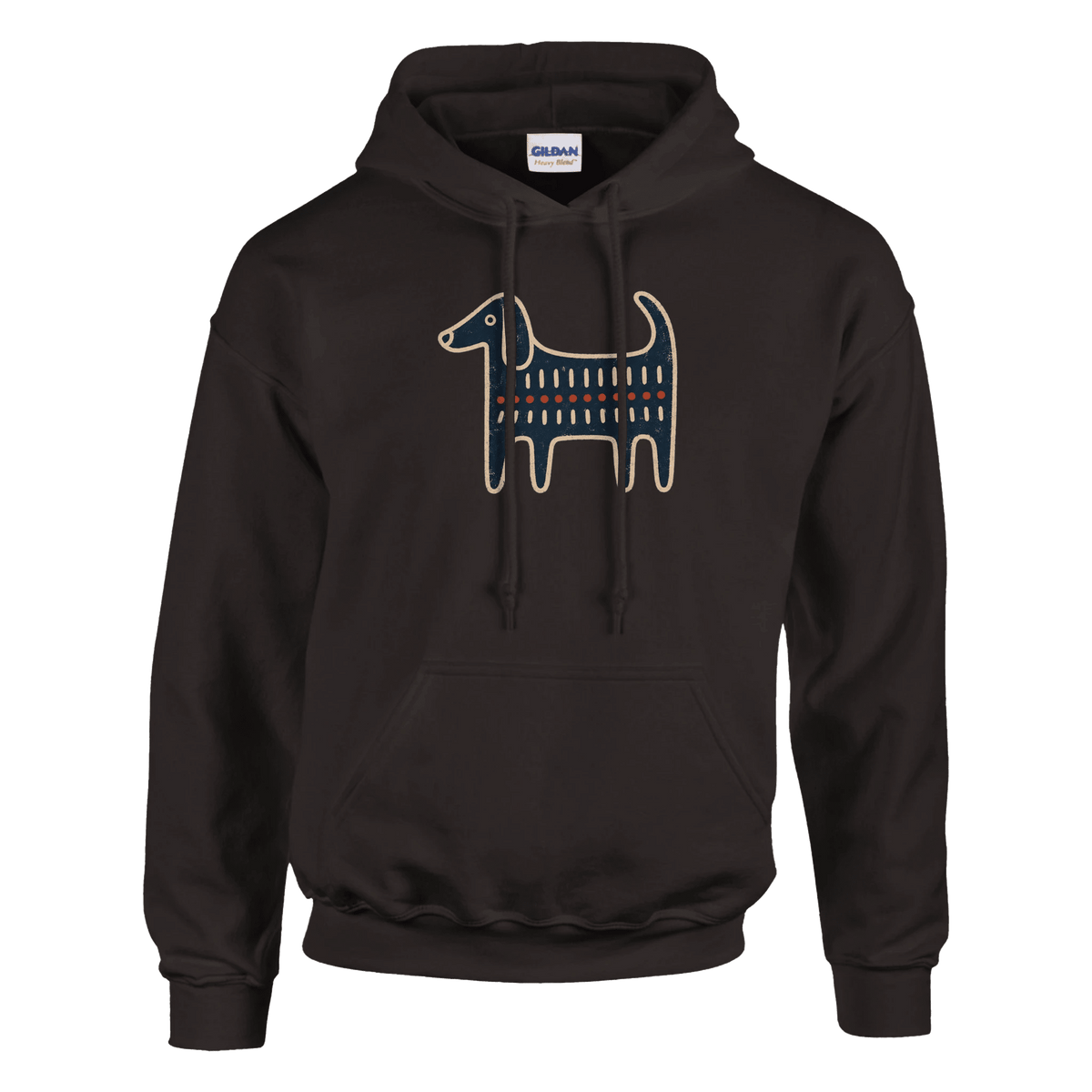 Retro Folk-Art Blue Dog Classic Men's Hoodie - Hobbster