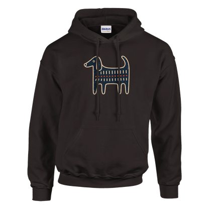 Retro Folk-Art Blue Dog Classic Men's Hoodie - Hobbster
