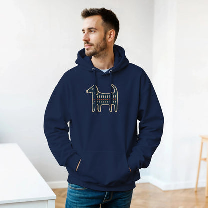 Retro Folk-Art Blue Dog Classic Men's Hoodie - Hobbster