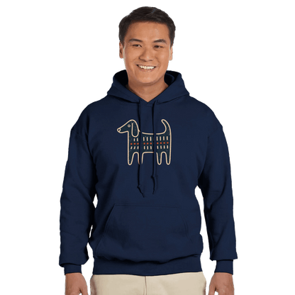 Retro Folk-Art Blue Dog Classic Men's Hoodie - Hobbster