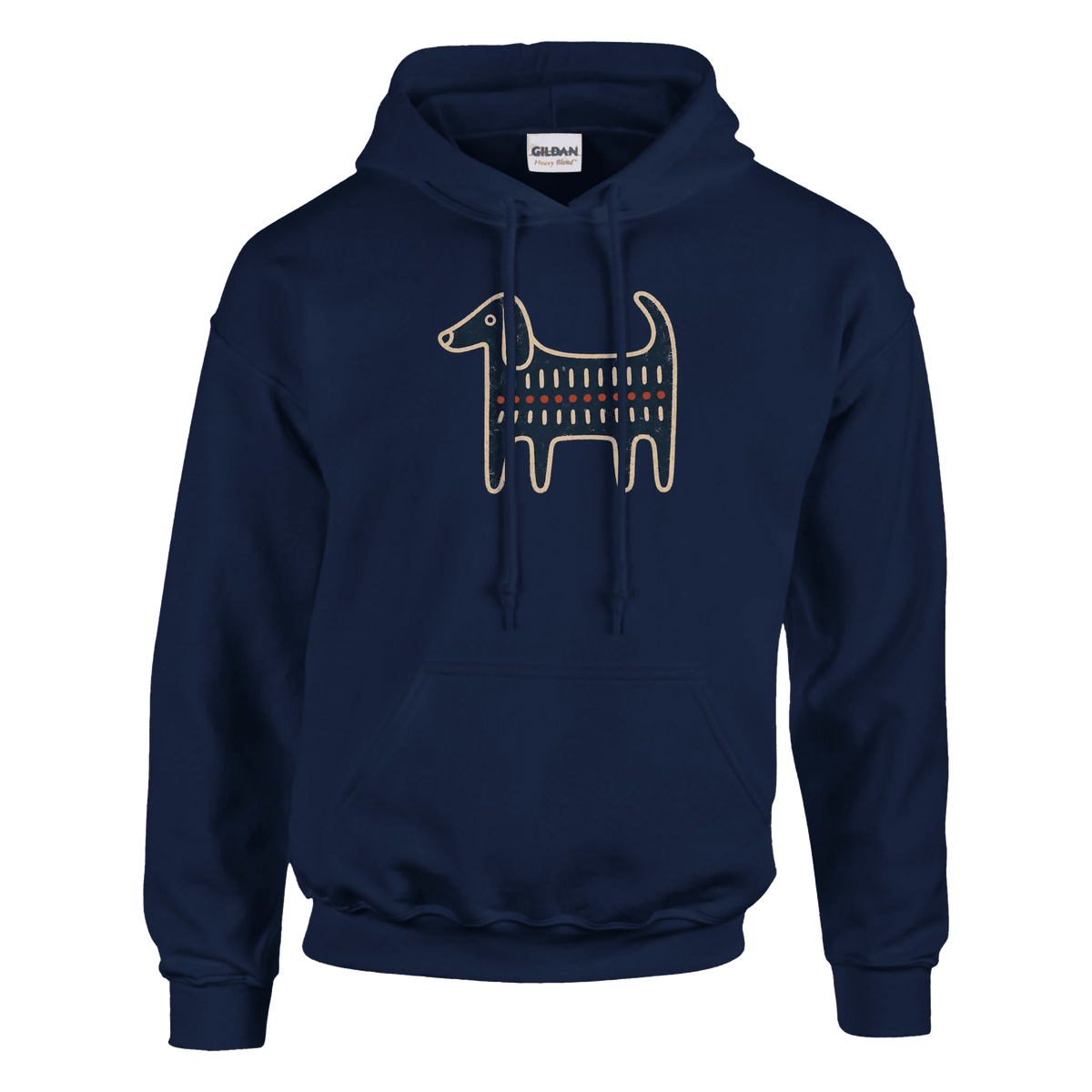 Retro Folk-Art Blue Dog Classic Men's Hoodie - Hobbster