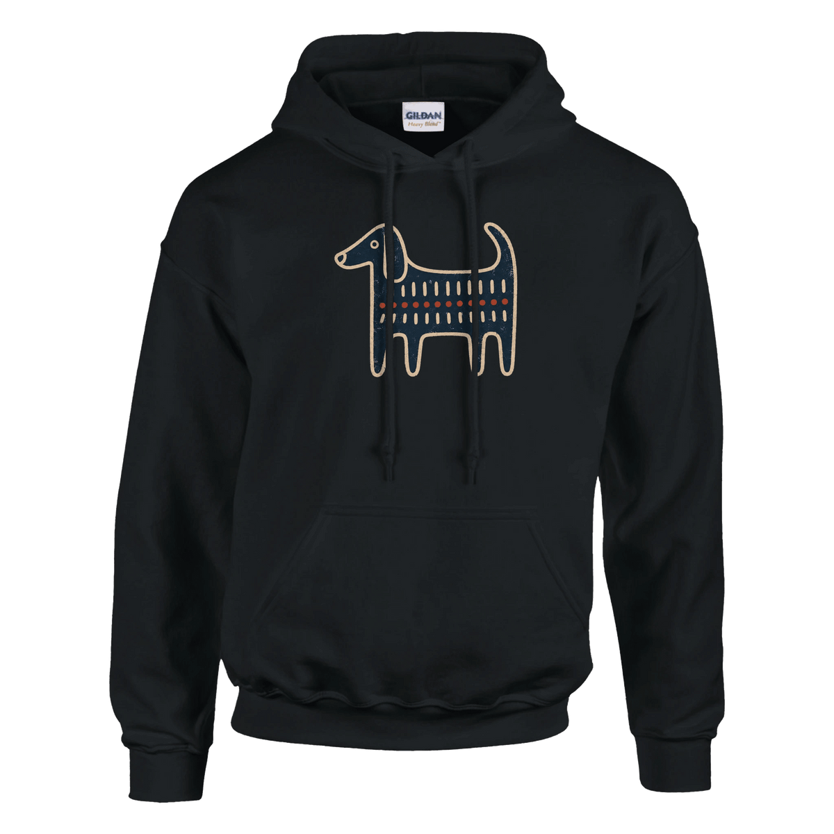 Retro Folk-Art Blue Dog Classic Men's Hoodie - Hobbster