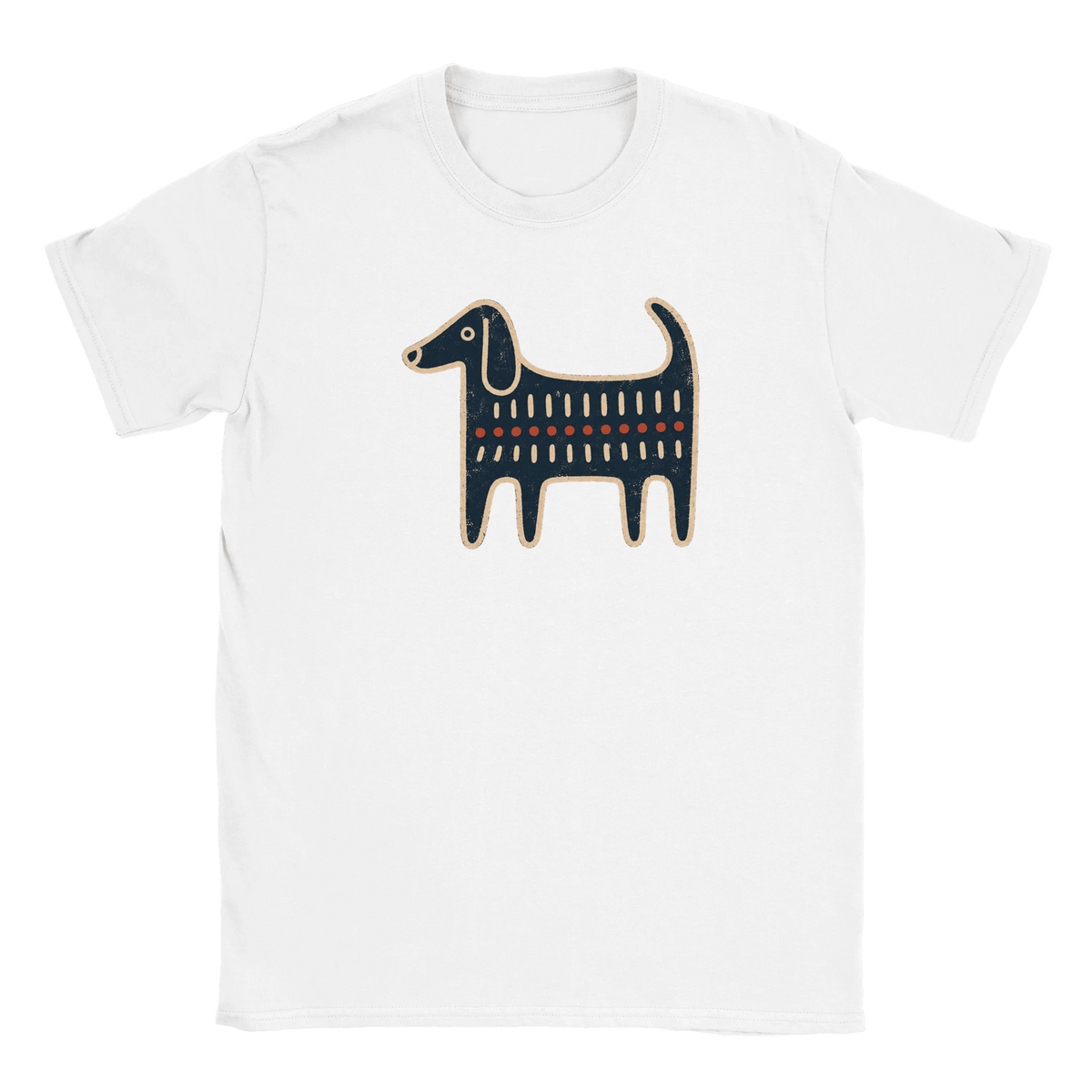 Retro Folk-Art Blue Dog Men's Cotton T-shirt - Hobbster