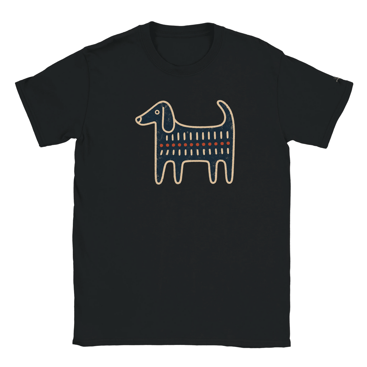 Retro Folk-Art Blue Dog Men's Cotton T-shirt - Hobbster