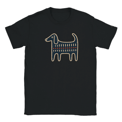 Retro Folk-Art Blue Dog Men's Cotton T-shirt - Hobbster