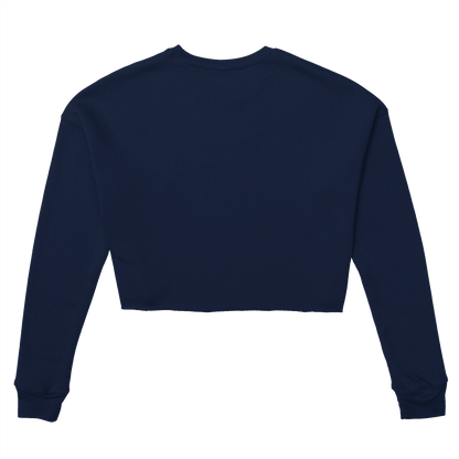Retro Folk-Art Blue Dog Women's Cropped Sweatshirt - Hobbster