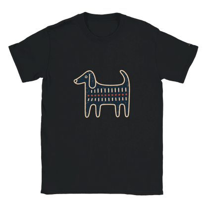 Retro Folk-Art Blue Dog Women's T-shirt - Hobbster