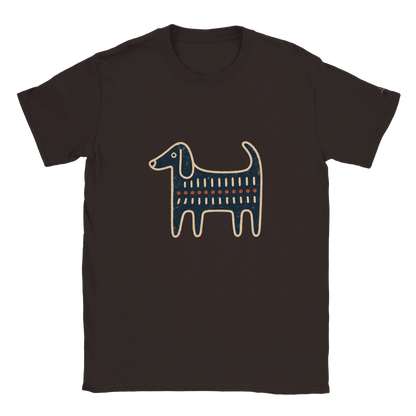 Retro Folk-Art Blue Dog Women's T-shirt - Hobbster