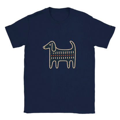 Retro Folk-Art Blue Dog Women's T-shirt - Hobbster