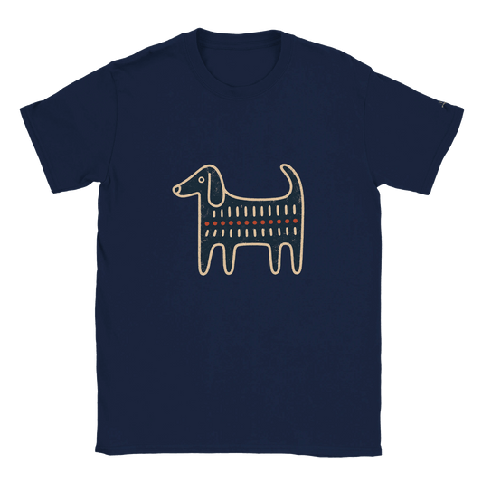 Retro Folk-Art Blue Dog Women's T-shirt - Hobbster