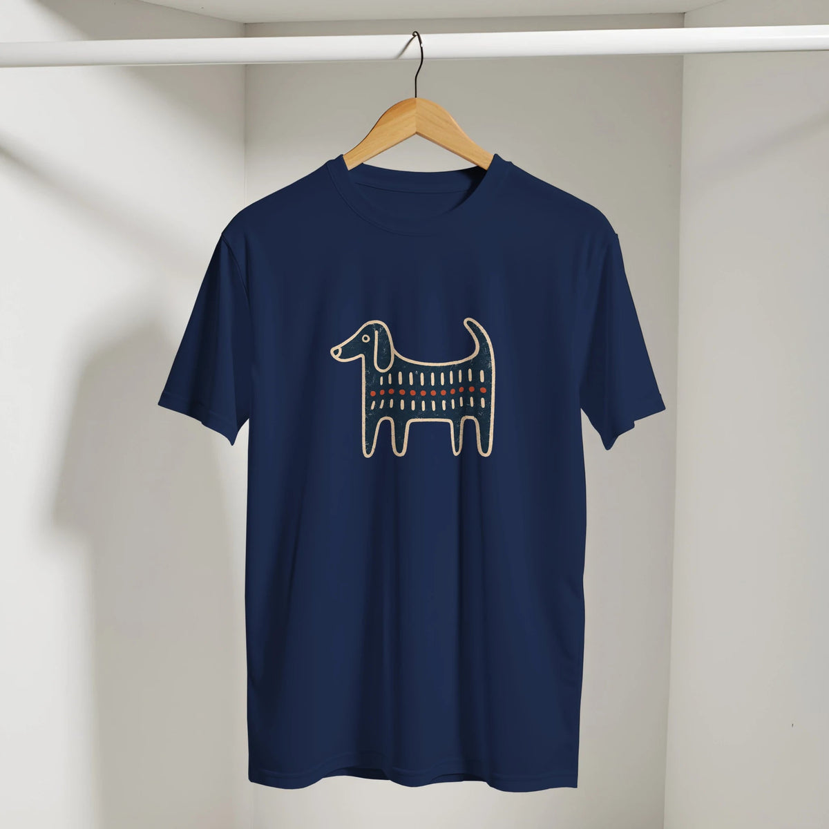 Retro Folk-Art Blue Dog Women's T-shirt - Hobbster
