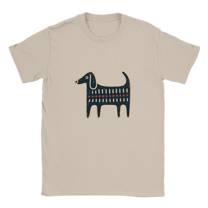 Retro Folk-Art Blue Dog Women's T-shirt - Hobbster