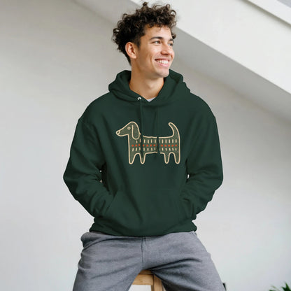Retro Folk-Art Green Dog Classic Men's Hoodie - Hobbster