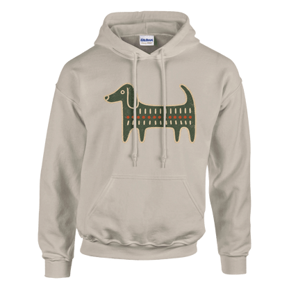 Retro Folk-Art Green Dog Classic Men's Hoodie - Hobbster