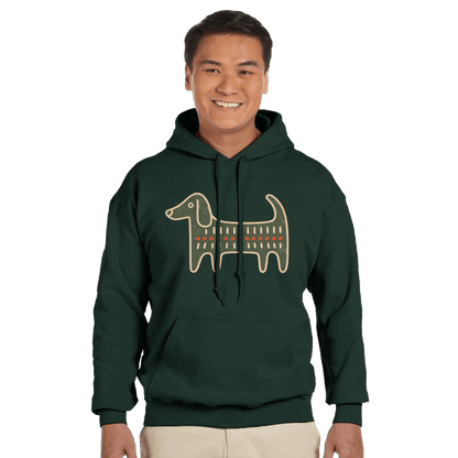 Retro Folk-Art Green Dog Classic Men's Hoodie - Hobbster