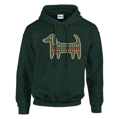 Retro Folk-Art Green Dog Classic Men's Hoodie - Hobbster