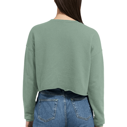 Retro Folk-Art Green Dog Women's Cropped Sweatshirt - Hobbster