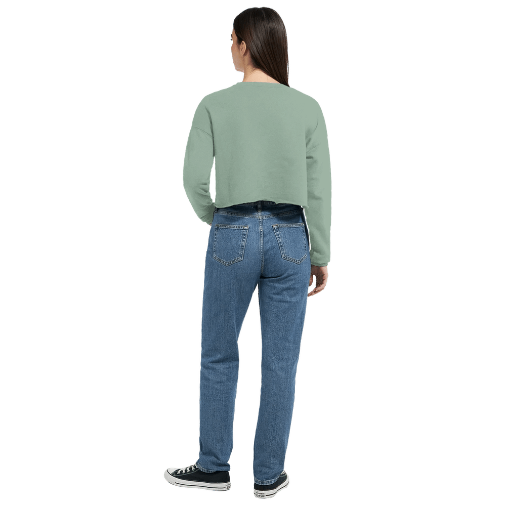 Retro Folk-Art Green Dog Women's Cropped Sweatshirt - Hobbster
