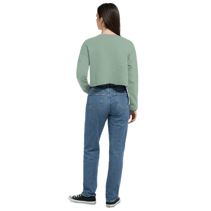 Retro Folk-Art Green Dog Women's Cropped Sweatshirt - Hobbster