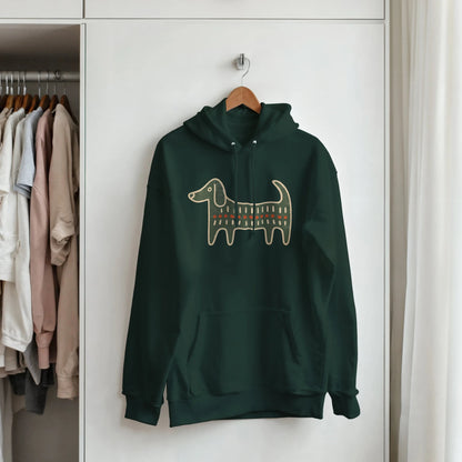 Retro Folk-Art Green Dog Women's Pullover Hoodie - Hobbster