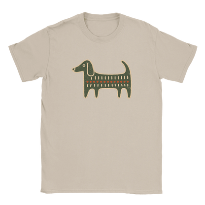 Retro Folk-Art Green Dog Women's T-shirt - Hobbster