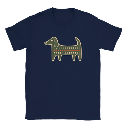 Retro Folk-Art Green Dog Women's T-shirt - Hobbster